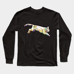 Cat Jumping Colorful Long Sleeve T-Shirt